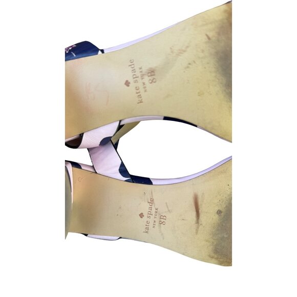 Kate Spade New York Pink Floral Strappy Sandals With Navy Flower Print.Size 8B - Picture 11 of 11